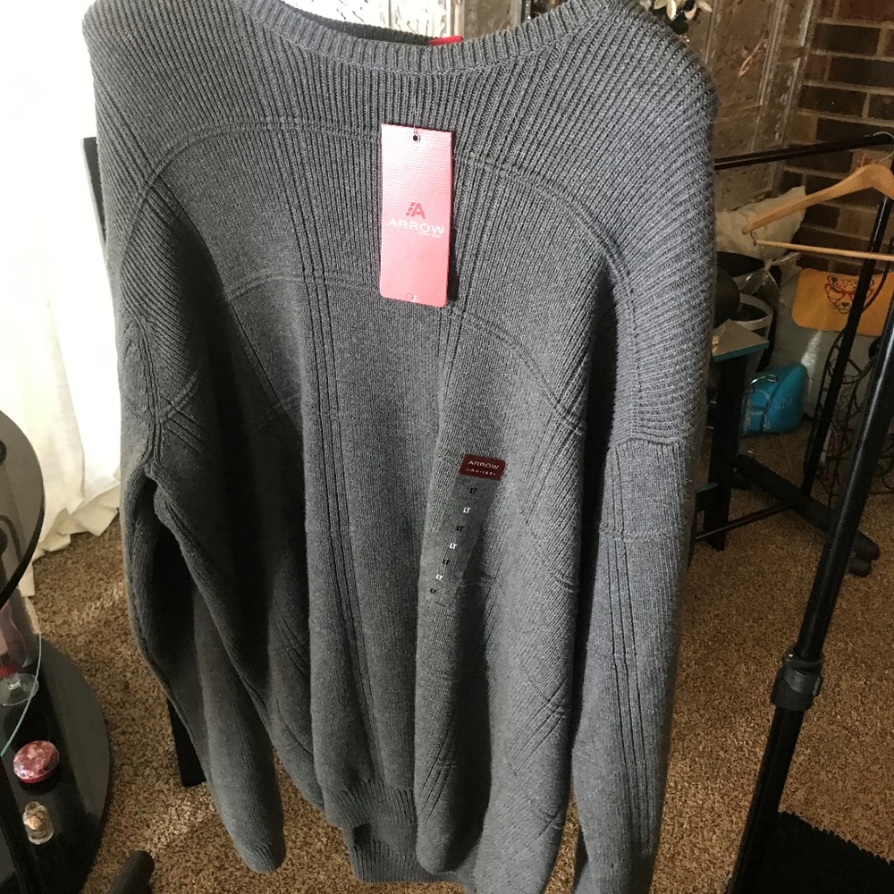 Arrow Men's Grey Long Tall Sweater Long Sleeve:New